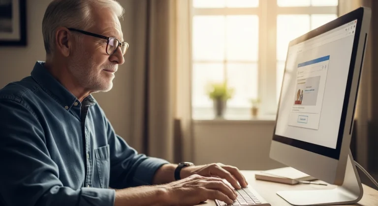 enior realizando una compra segura en internet desde su tablet