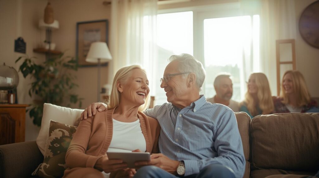 Pareja de seniors disfrutando con sus nietos