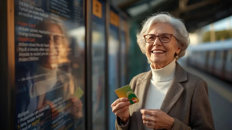 Senior utilizando tarjeta de descuentos