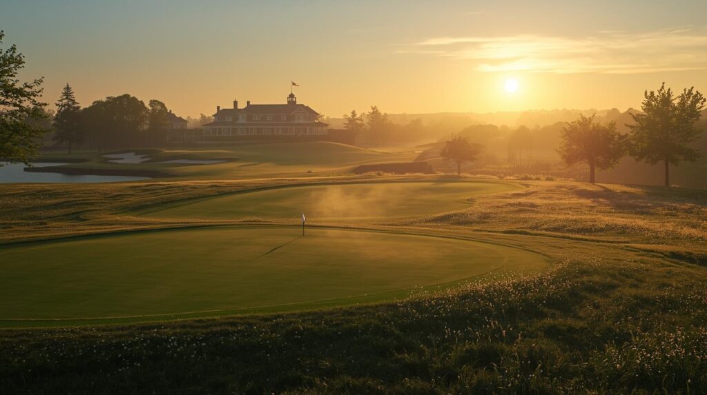 Campo de Golf en una puesta de sol