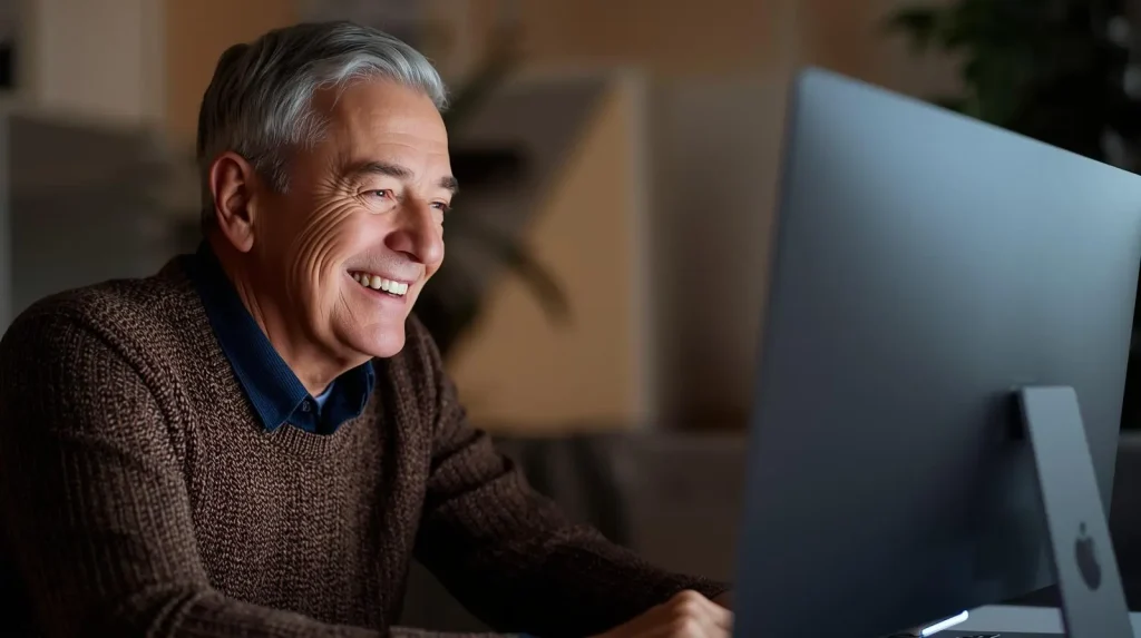 Senior con un ordenador tramitando la alta online para estar inscrito en el Imserso este 2026