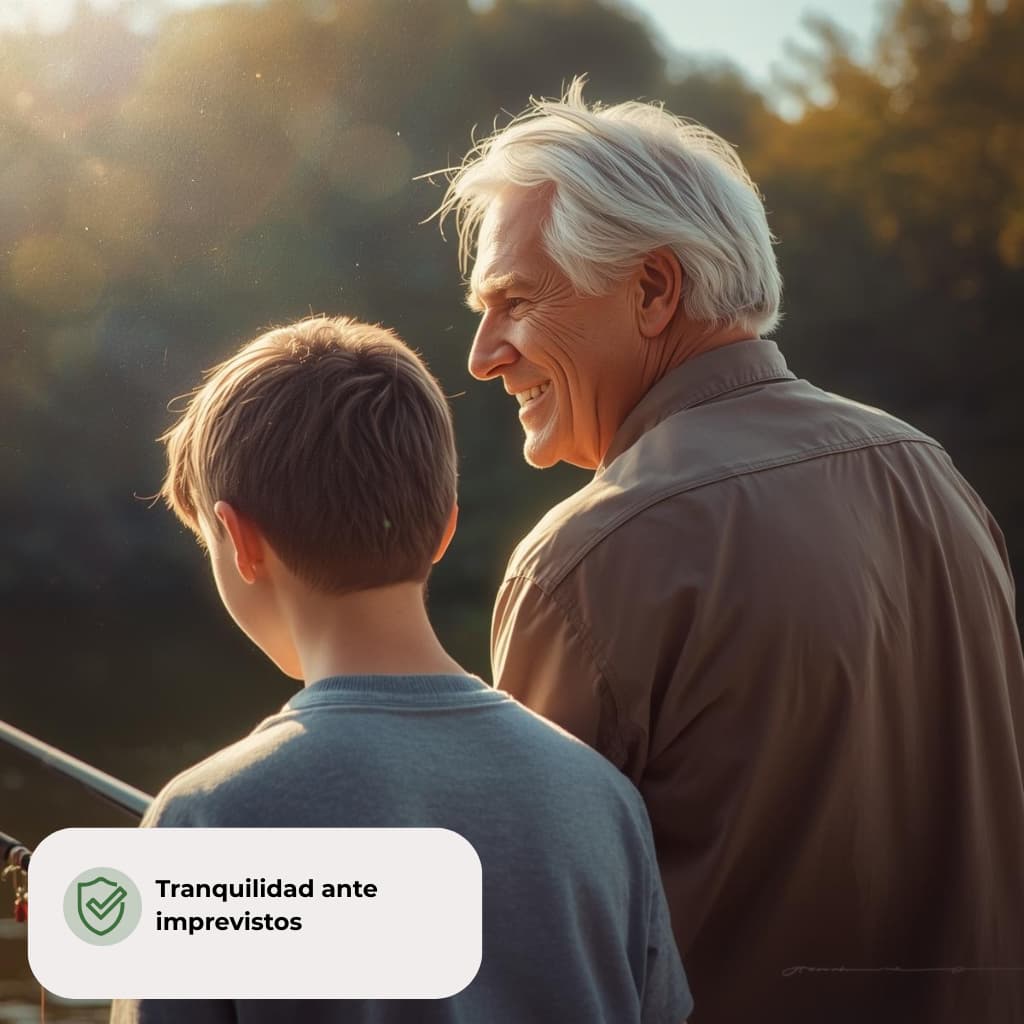 Senior feliz pescando con su nieto