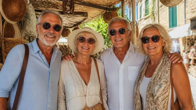 Grupo seniors felices en un viaje del Imserso