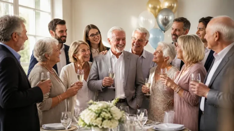 Fiesta de jubilación alegre y bien organizada.