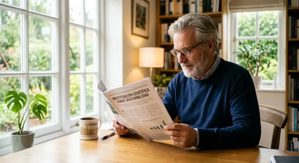 Senior leyendo un artículo sobre como recuperar la rutina del sueño