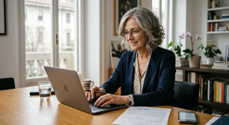 Senior haciendo tramites online