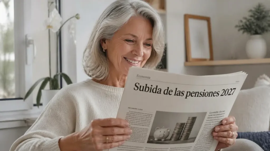 Señora leyendo un artículo sobre la subida de las pensiones