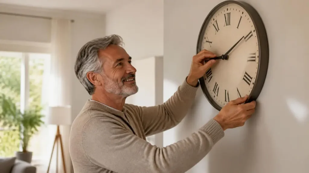 Señor cambiando la hora