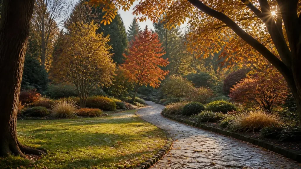 Imagen de un bonito jardín en otoño