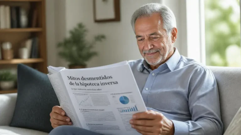 Senior leyendo un artículo sobre los mitos de la hipoteca inversa