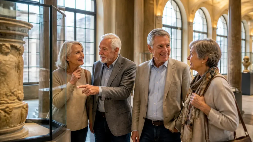 Cuatro seniors en un museo