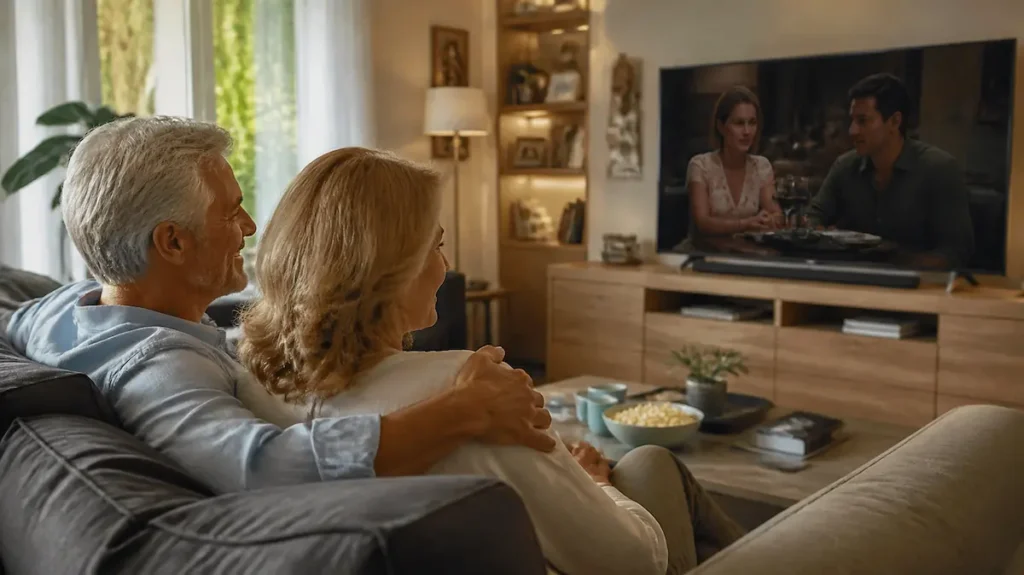 Pareja senior viendo una serie en RTVE